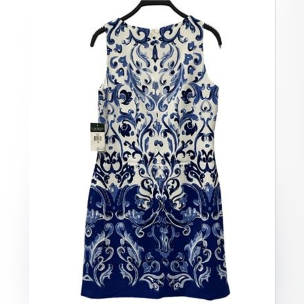 SIZE 10 | LAUREN | By Ralph Lauren | Women’s Printed Blue | Crew Neck Dress - Picture 1 of 2